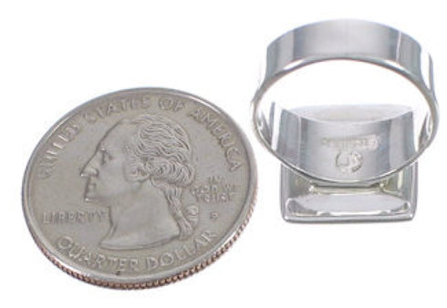 Heavy Turquoise Inlay Genuine Sterling Silver Ring Size 8-1/4 WX40628